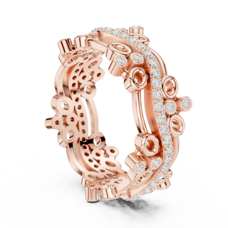 Three-quarter-view: Round Diamond Ring with Bezel Setting in 14k Rose Gold - Lab Grown - Driona Jewels