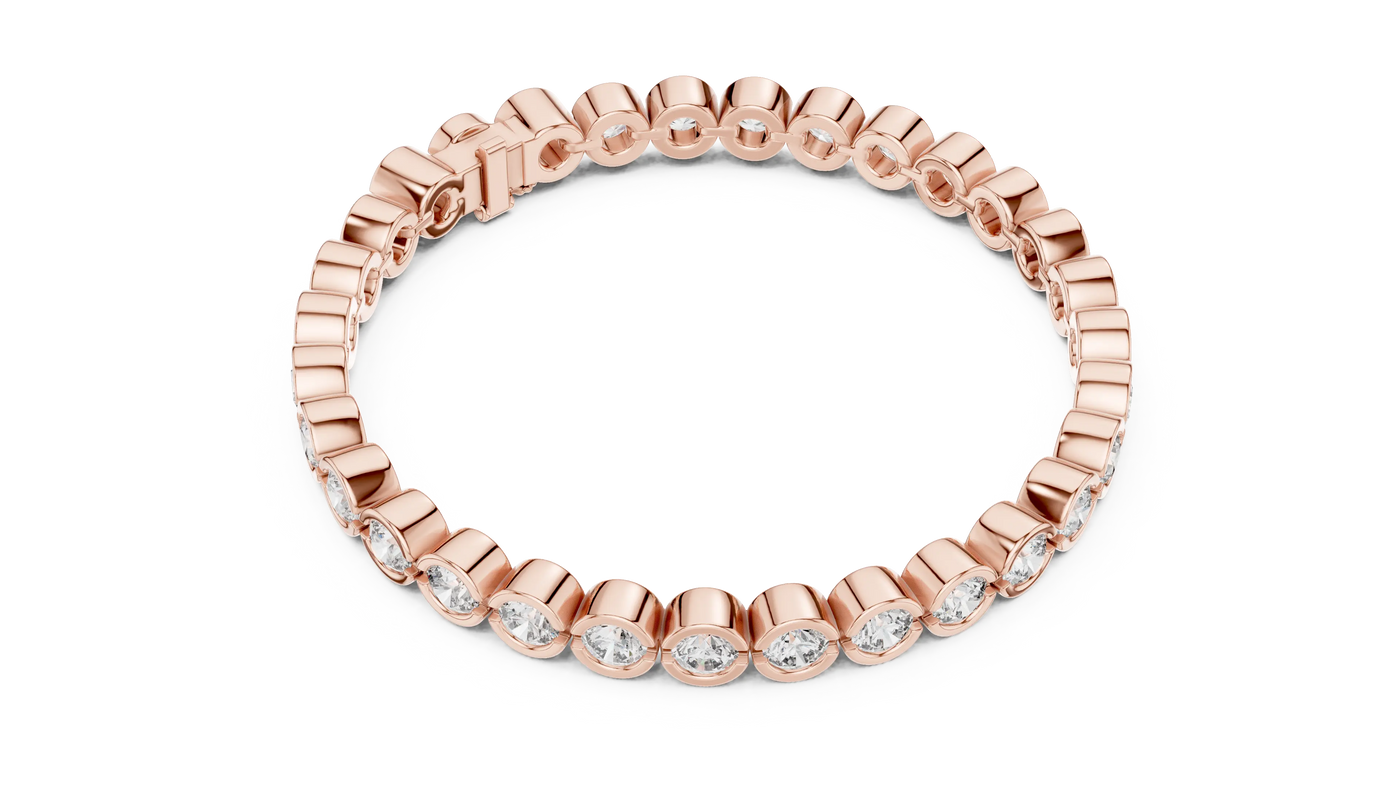 Top View: Round Diamond Ring with Bezel Setting in 14k Rose Gold - Lab Grown - Driona Jewels