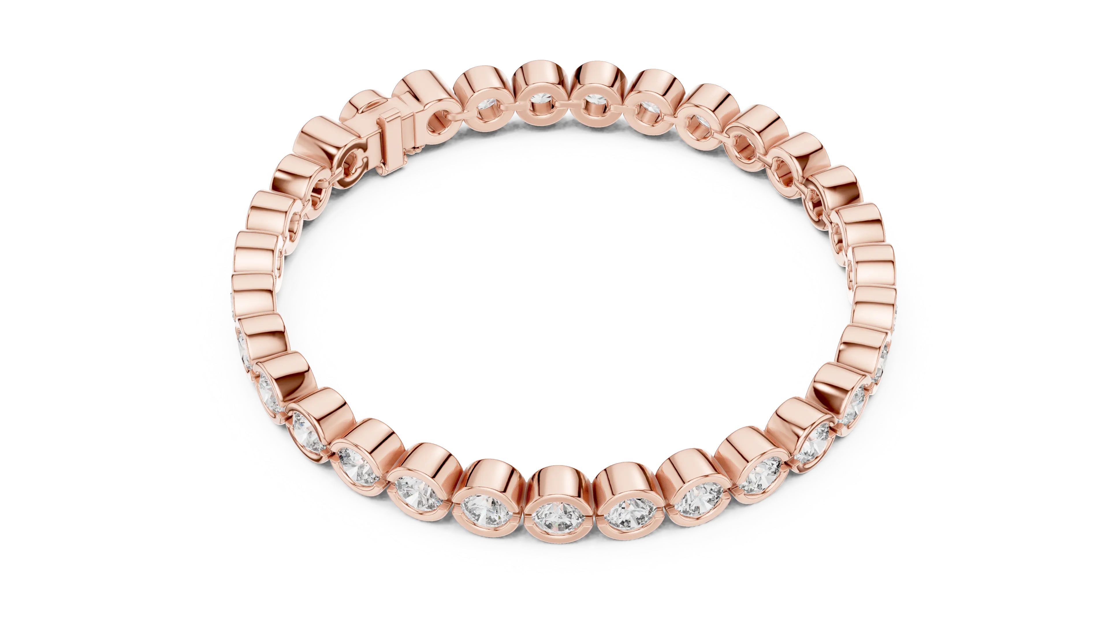 Top View: Round Diamond Ring with Bezel Setting in 14k Rose Gold - Lab Grown - Driona Jewels