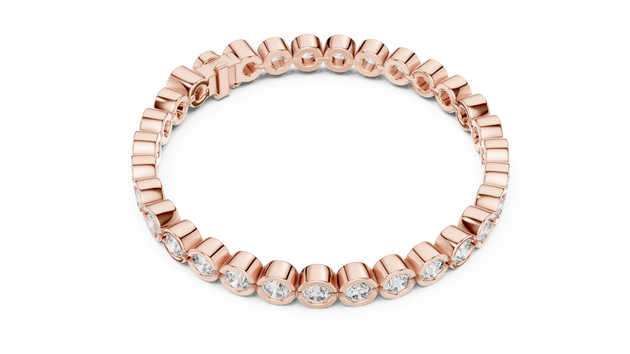 Top View: Round Diamond Ring with Bezel Setting in 14k Rose Gold - Lab Grown - Driona Jewels