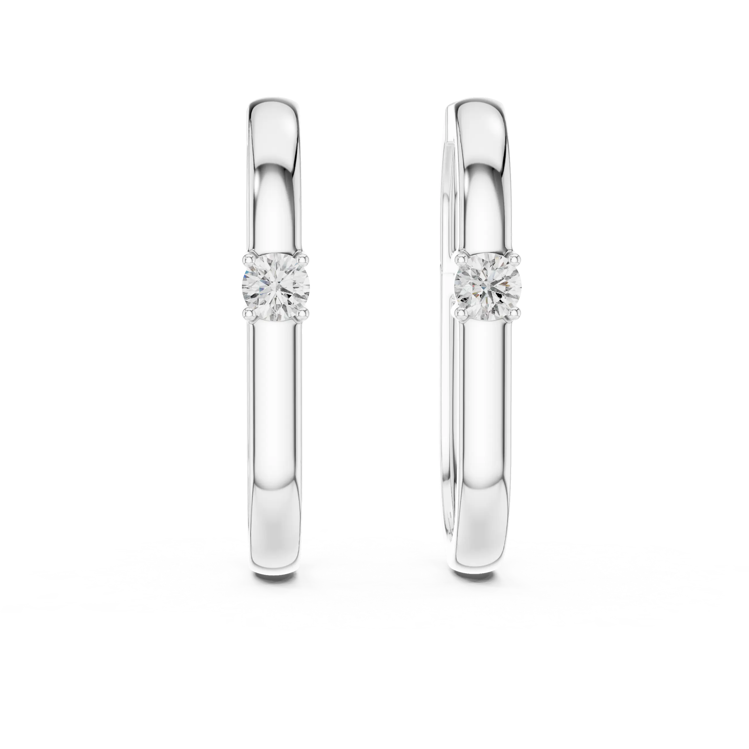 Pair-shot: Round Diamond Ring with Bezel Setting in 14k White Gold - Lab Grown - Driona Jewels