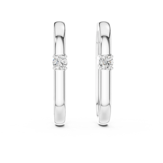 Pair-shot: Round Diamond Ring with Bezel Setting in 14k White Gold - Lab Grown - Driona Jewels