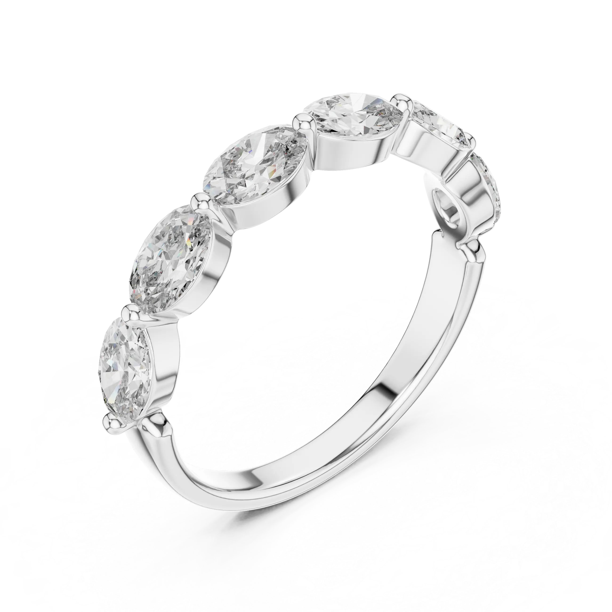 Three-Quarter View: Round Diamond Ring with Bezel Setting in 14k White Gold - Lab Grown - Driona Jewels