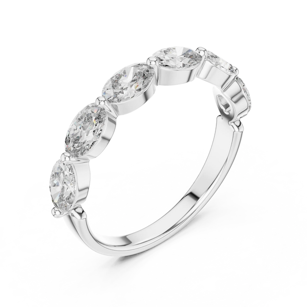 Three-Quarter View: Round Diamond Ring with Bezel Setting in 14k White Gold - Lab Grown - Driona Jewels