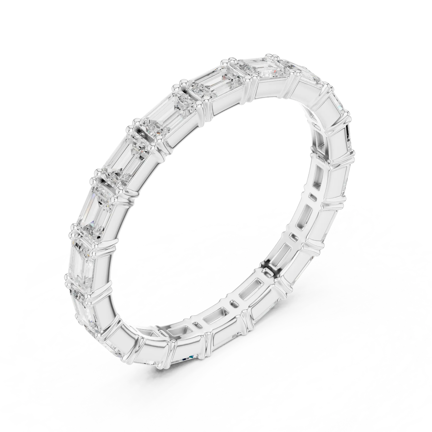 Three-quarter-view: Round Diamond Ring with Bezel Setting in 14k White Gold - Lab Grown - Driona Jewels