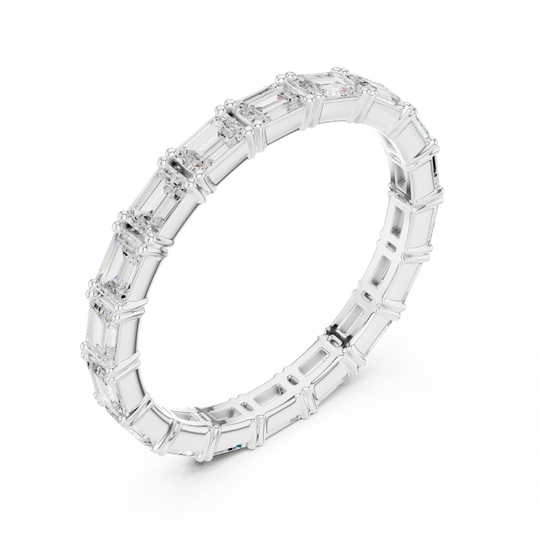 Three-quarter-view: Round Diamond Ring with Bezel Setting in 14k White Gold - Lab Grown - Driona Jewels