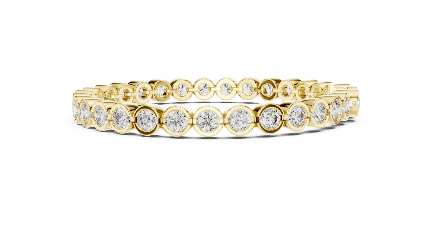 Front View: Round Diamond Ring with Bezel Setting in 14k Yellow Gold - Lab Grown - Driona Jewels