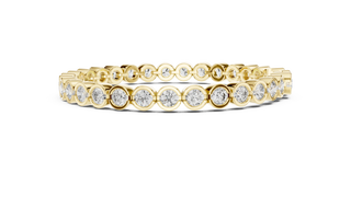 Front View: Round Diamond Ring with Bezel Setting in 14k Yellow Gold - Lab Grown - Driona Jewels