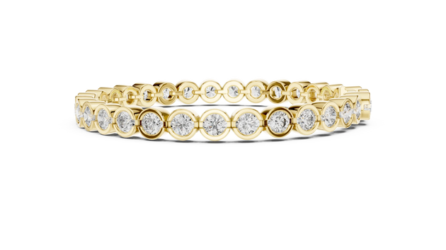 Front View: Round Diamond Ring with Bezel Setting in 14k Yellow Gold - Lab Grown - Driona Jewels