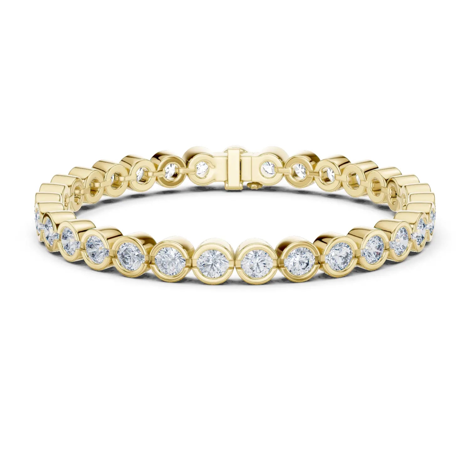 Front View: Round Diamond Ring with Bezel Setting in 14k Yellow Gold - Lab Grown - Driona Jewels