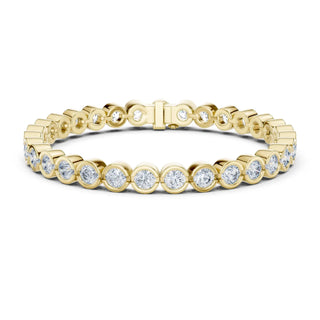 Front View: Round Diamond Ring with Bezel Setting in 14k Yellow Gold - Lab Grown - Driona Jewels