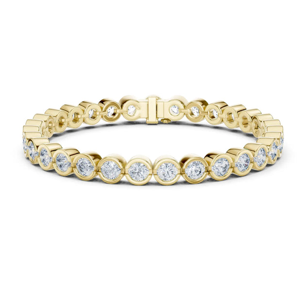 Front View: Round Diamond Ring with Bezel Setting in 14k Yellow Gold - Lab Grown - Driona Jewels