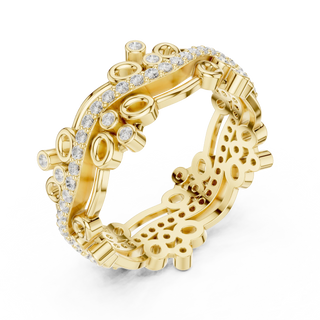 Side-Profile: Round Diamond Ring with Bezel Setting in 14k Yellow Gold - Lab Grown - Driona Jewels