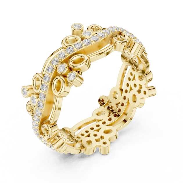 Side-Profile: Round Diamond Ring with Bezel Setting in 14k Yellow Gold - Lab Grown - Driona Jewels