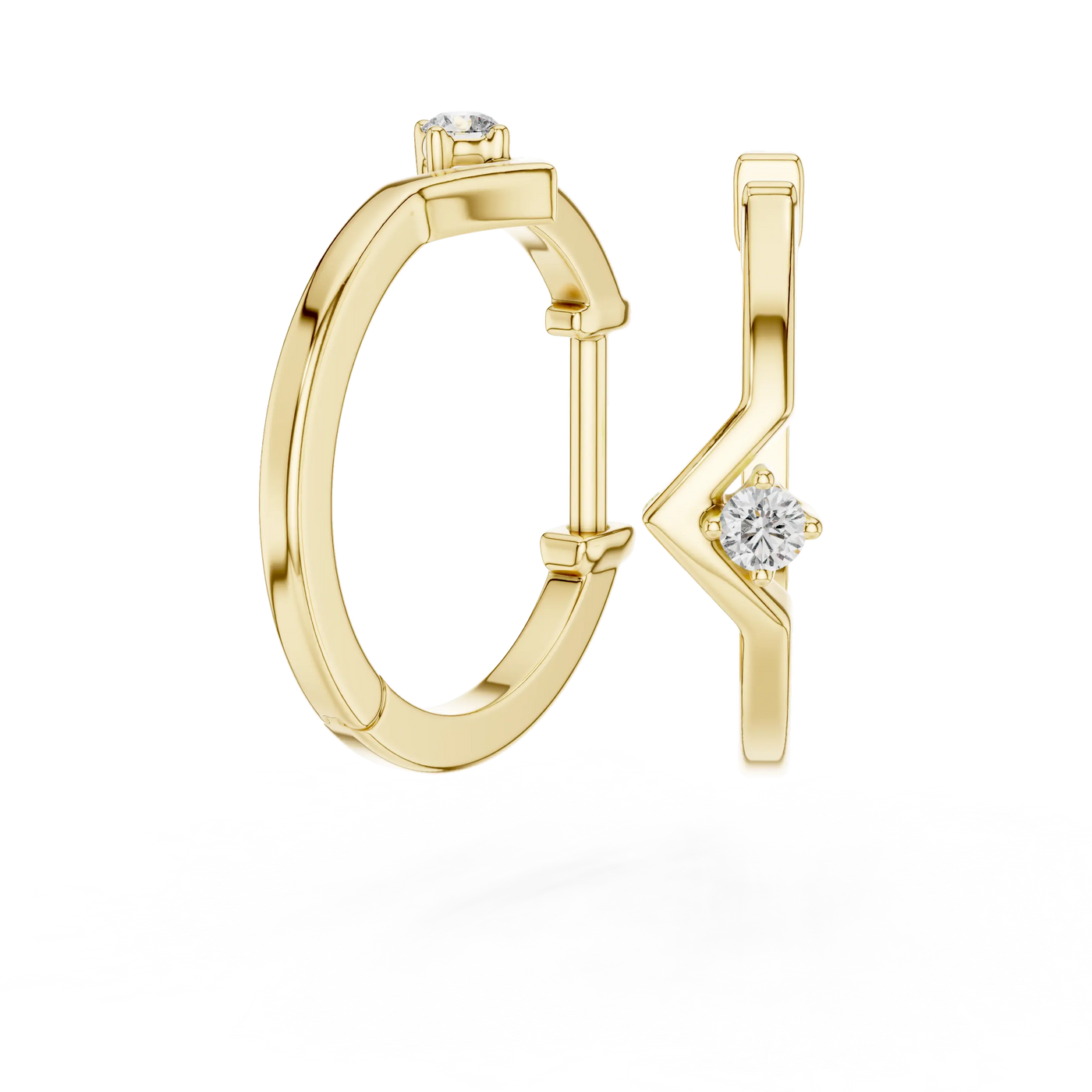 Three-quarter-view: Round Diamond Ring with Bezel Setting in 14k Yellow Gold - Lab Grown - Driona Jewels