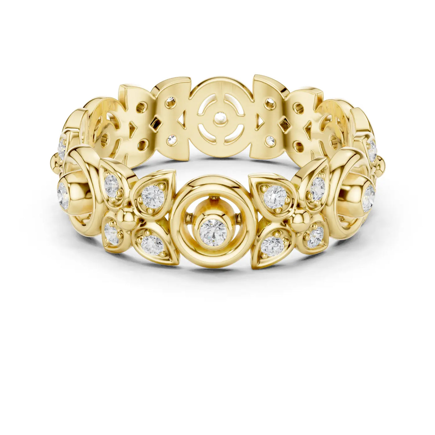 Top View: Round Diamond Ring with Bezel Setting in 14k Yellow Gold - Lab Grown - Driona Jewels