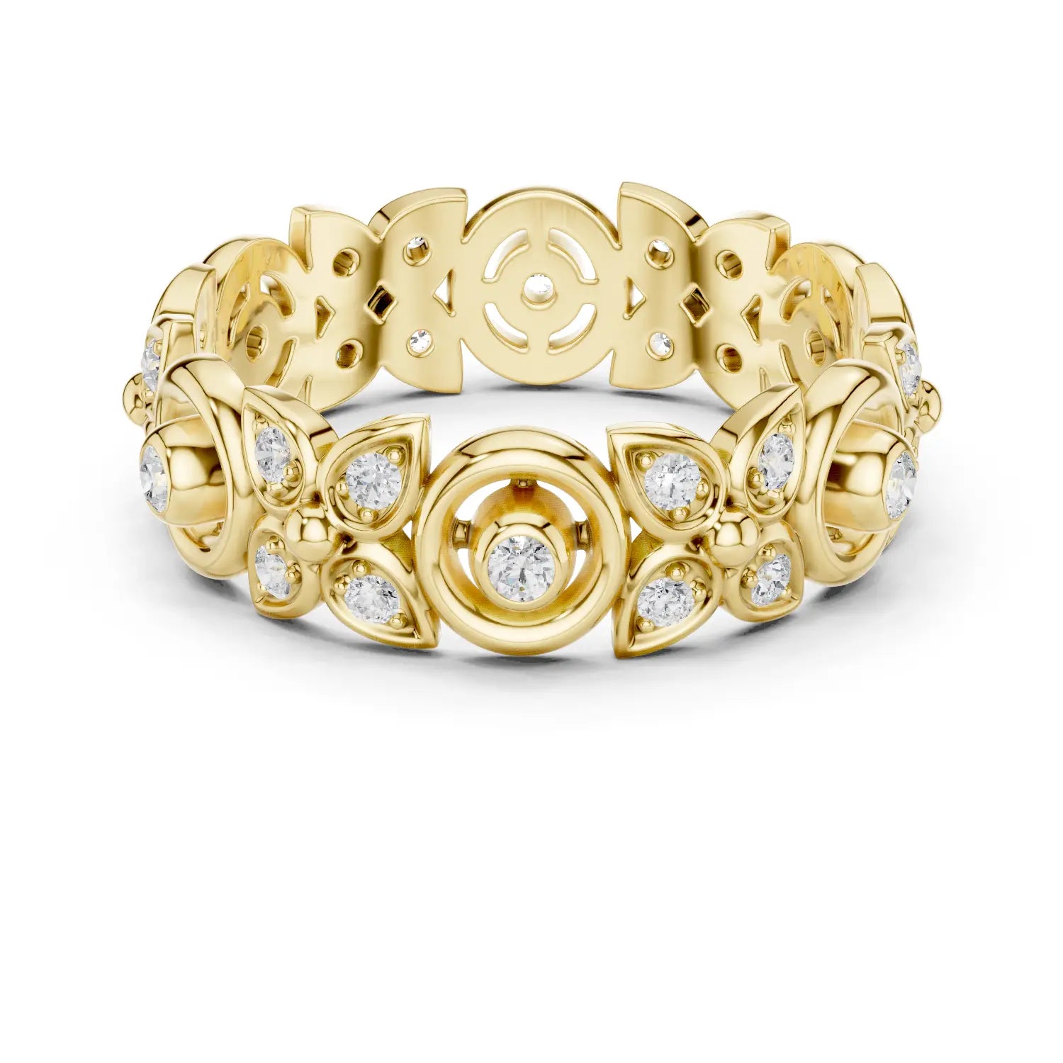 Top View: Round Diamond Ring with Bezel Setting in 14k Yellow Gold - Lab Grown - Driona Jewels