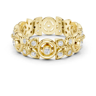 Top View: Round Diamond Ring with Bezel Setting in 14k Yellow Gold - Lab Grown - Driona Jewels