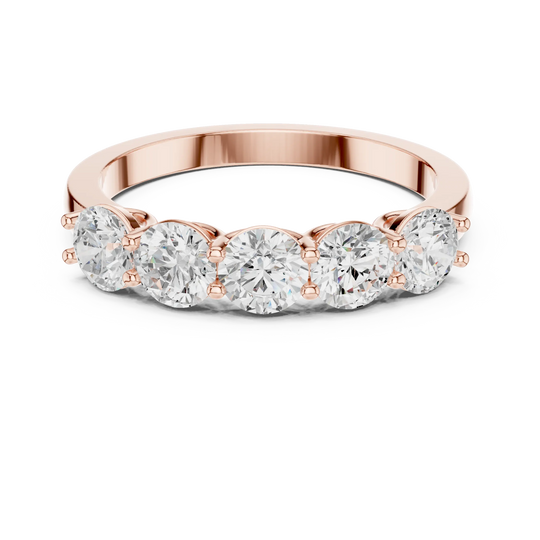 Front View: Round Diamond Ring with Channel Setting in 14k Rose Gold - Lab Grown - Driona Jewels