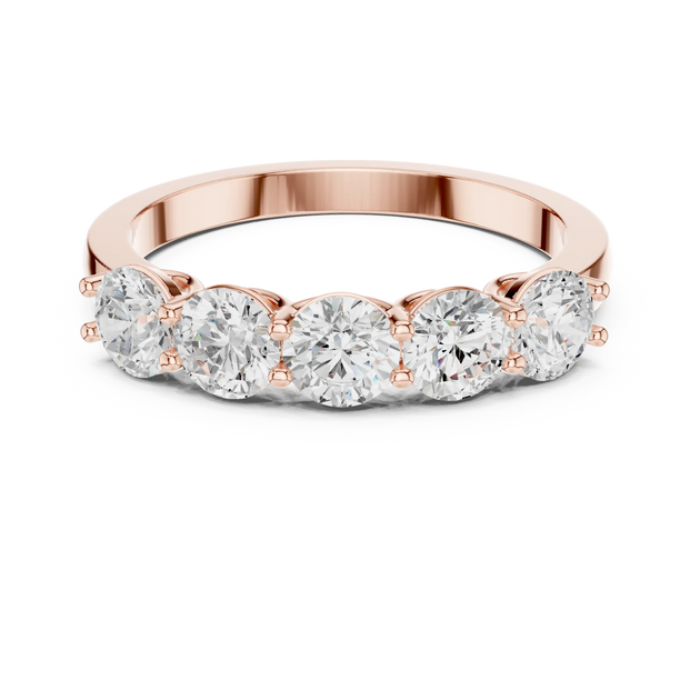 Front View: Round Diamond Ring with Channel Setting in 14k Rose Gold - Lab Grown - Driona Jewels