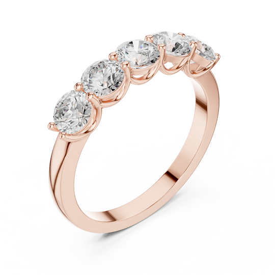 Three-Quarter View: Round Diamond Ring with Channel Setting in 14k Rose Gold - Lab Grown - Driona Jewels
