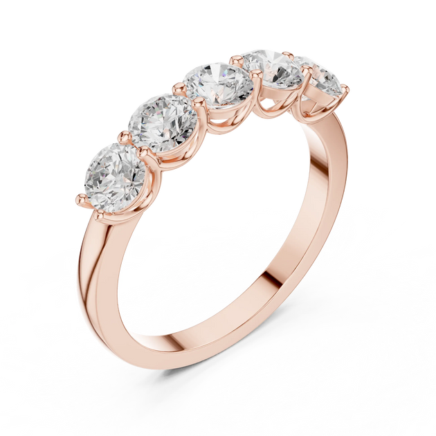Three-Quarter View: Round Diamond Ring with Channel Setting in 14k Rose Gold - Lab Grown - Driona Jewels