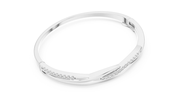 Band Detail: Round Diamond Ring with Channel Setting in 14k White Gold - Lab Grown - Driona Jewels