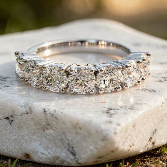 Close-up: Round Diamond Ring with Channel Setting in 14k White Gold - Lab Grown - Driona Jewels