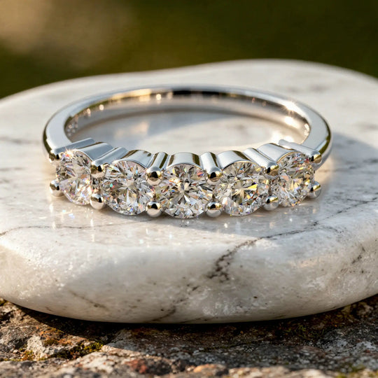 Close-up: Round Diamond Ring with Channel Setting in 14k White Gold - Lab Grown - Driona Jewels