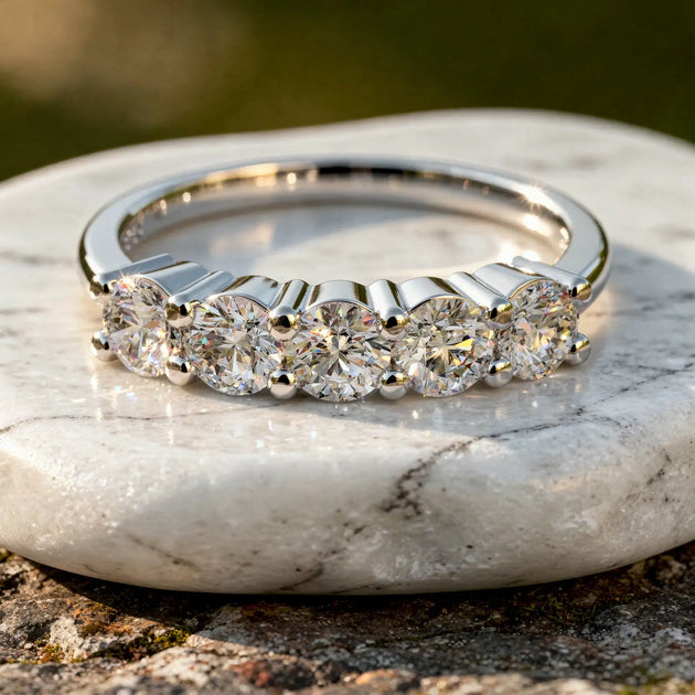 Close-up: Round Diamond Ring with Channel Setting in 14k White Gold - Lab Grown - Driona Jewels