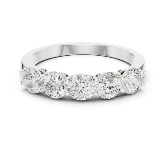Front View: Round Diamond Ring with Channel Setting in 14k White Gold - Lab Grown - Driona Jewels