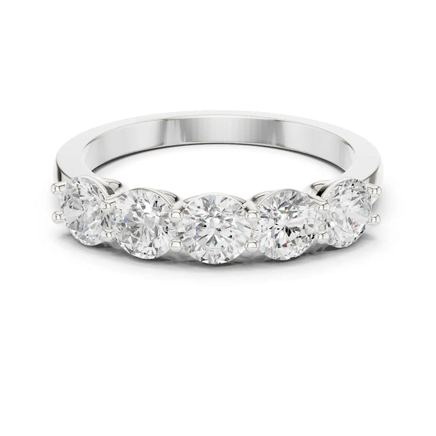 Front View: Round Diamond Ring with Channel Setting in 14k White Gold - Lab Grown - Driona Jewels