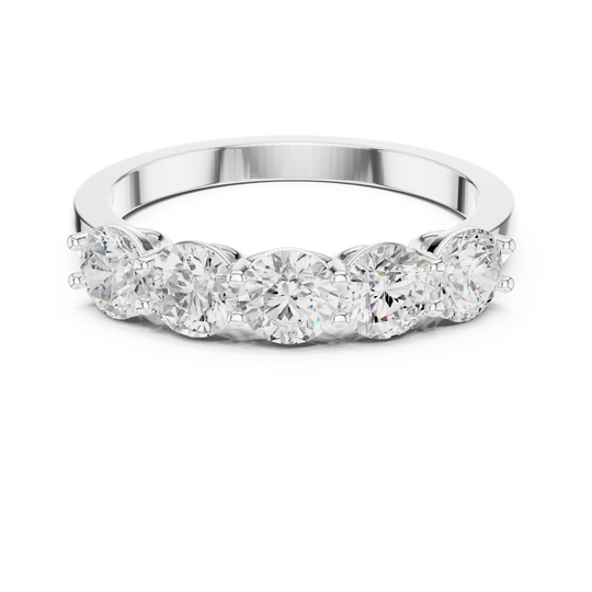 Front View: Round Diamond Ring with Channel Setting in 14k White Gold - Lab Grown - Driona Jewels