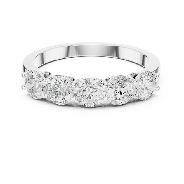 Front View: Round Diamond Ring with Channel Setting in 14k White Gold - Lab Grown - Driona Jewels