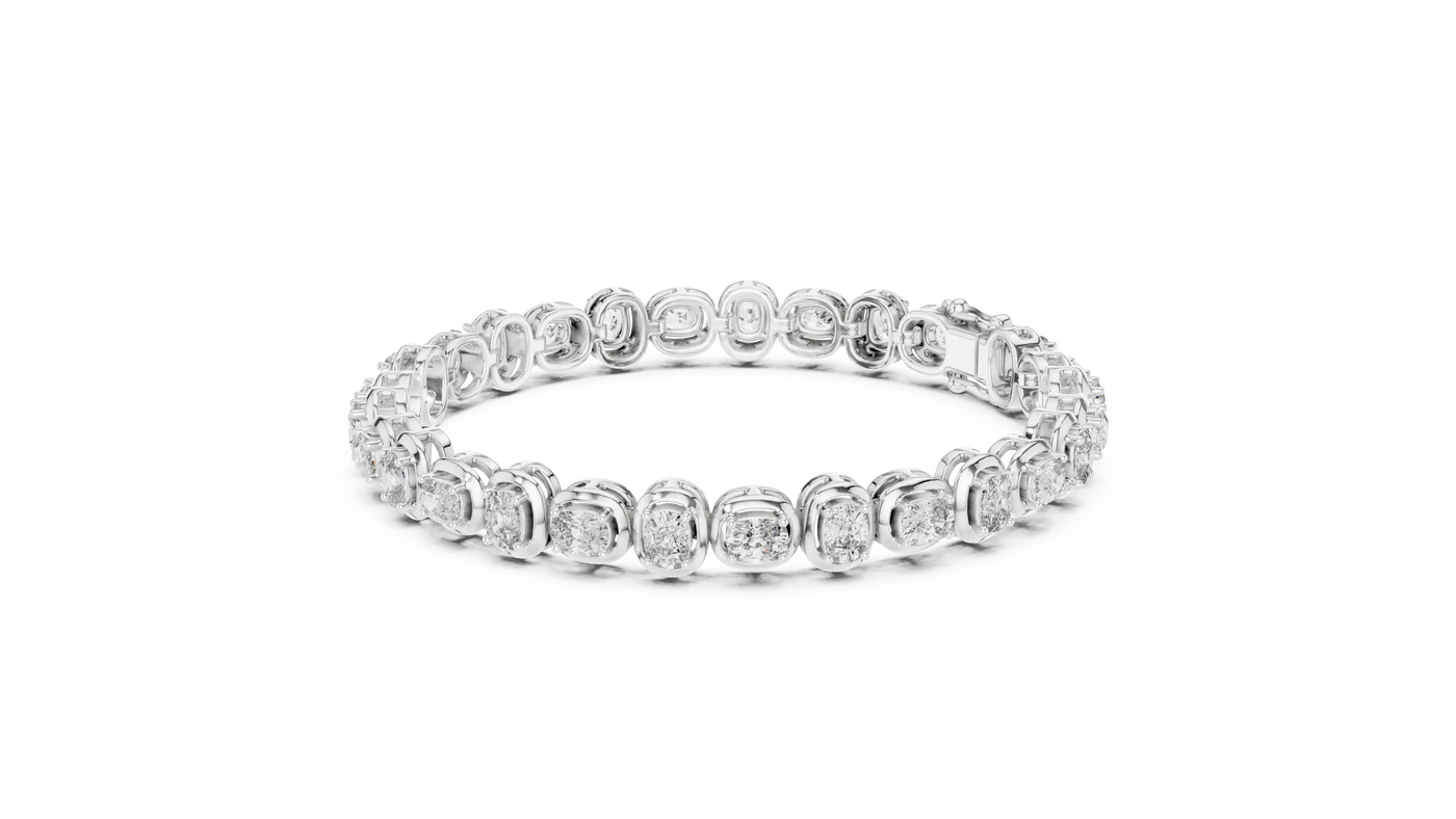 Front-view: Round Diamond Eternity Band with Channel Setting in 14k White Gold - Lab Grown - Driona Jewels