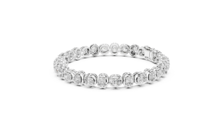 Front-view: Round Diamond Eternity Band with Channel Setting in 14k White Gold - Lab Grown - Driona Jewels