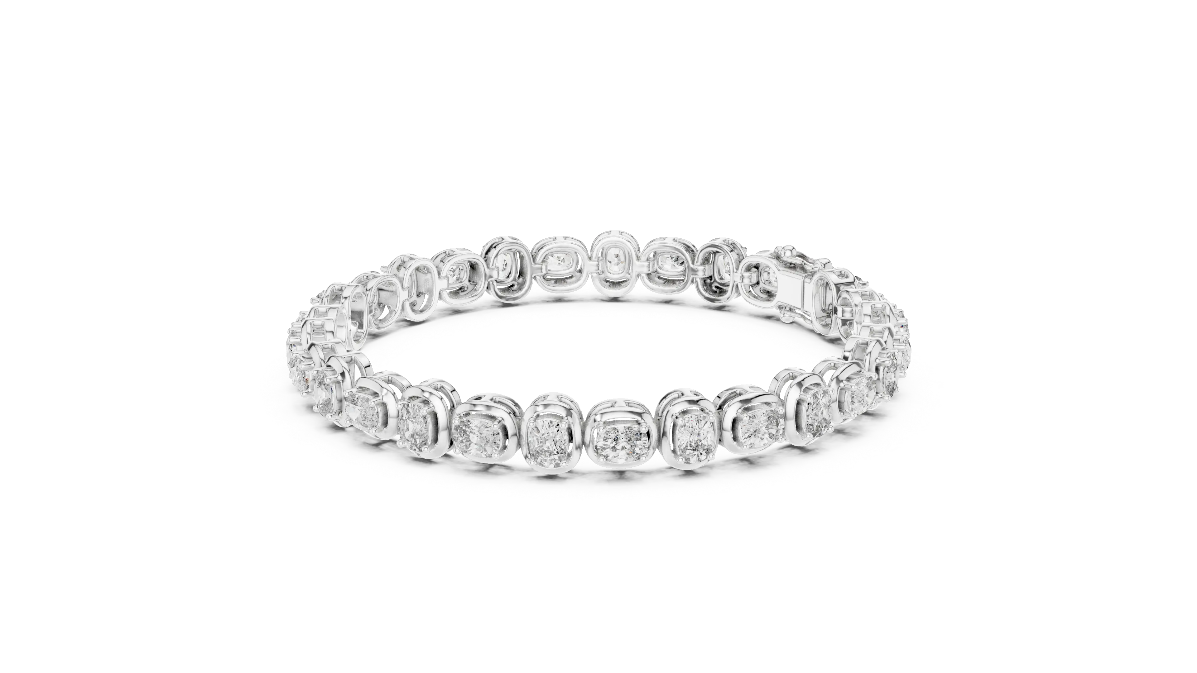 Front-view: Round Diamond Eternity Band with Channel Setting in 14k White Gold - Lab Grown - Driona Jewels