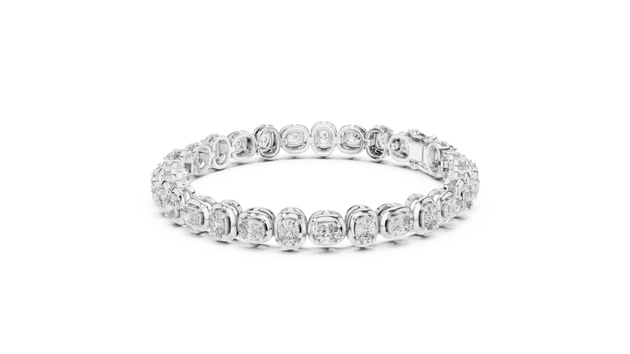 Front-view: Round Diamond Eternity Band with Channel Setting in 14k White Gold - Lab Grown - Driona Jewels