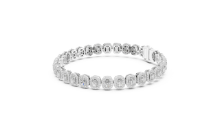 Front-view: Round Diamond Ring with Channel Setting in 14k White Gold - Lab Grown - Driona Jewels