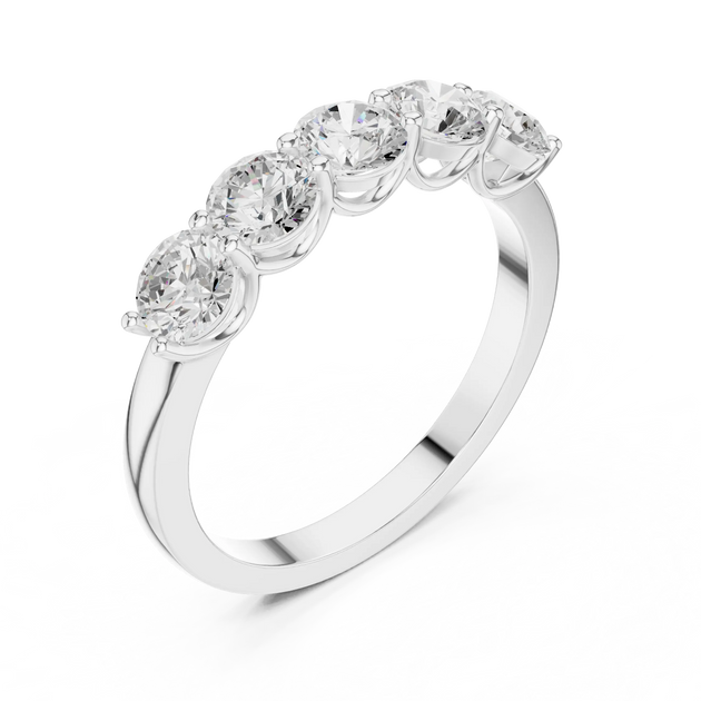 Three-Quarter View: Round Diamond Ring with Channel Setting in 14k White Gold - Lab Grown - Driona Jewels