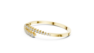 Flat Lay: Round Diamond Ring with Channel Setting in 14k Yellow Gold - Lab Grown - Driona Jewels