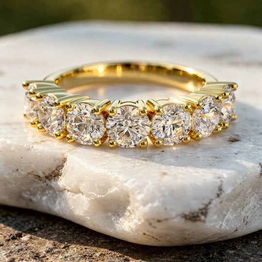 Front-view: Round Diamond Ring with Channel Setting in 14k Yellow Gold - Lab Grown - Driona Jewels