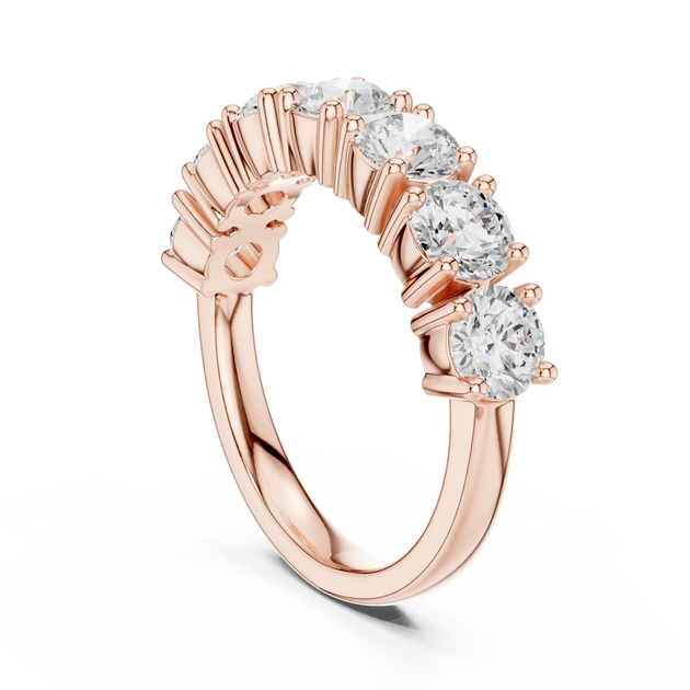 Three-quarter View: Round Diamond Ring with Cluster Setting in 14k Rose Gold - Lab Grown - Driona Jewels