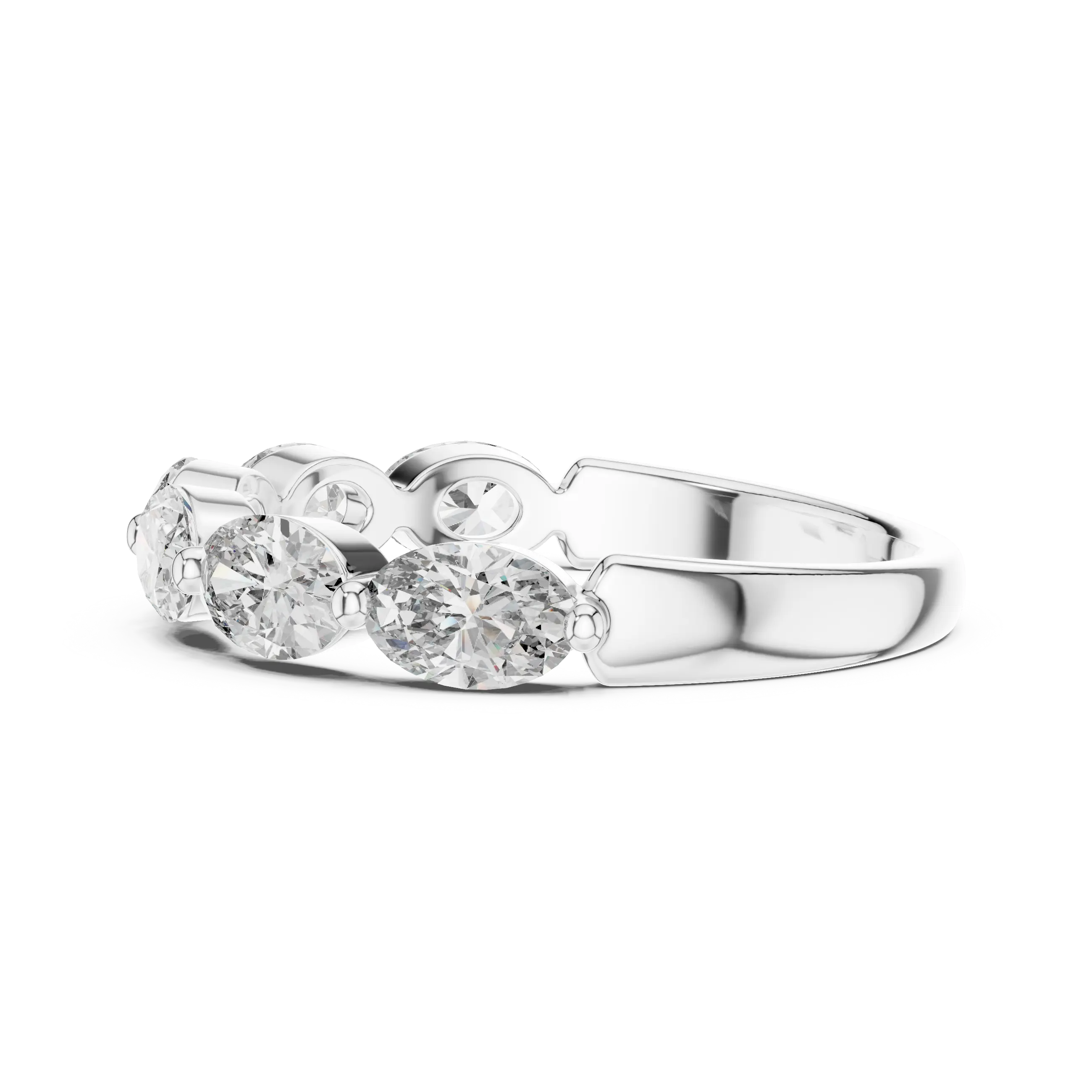 Three-Quarter View: Round Diamond Ring with Cluster Setting in 14k White Gold - Lab Grown - Driona Jewels