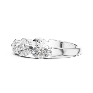 Three-Quarter View: Round Diamond Ring with Cluster Setting in 14k White Gold - Lab Grown - Driona Jewels