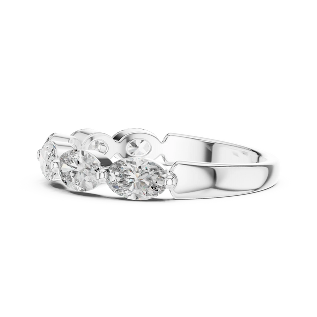 Three-Quarter View: Round Diamond Ring with Cluster Setting in 14k White Gold - Lab Grown - Driona Jewels