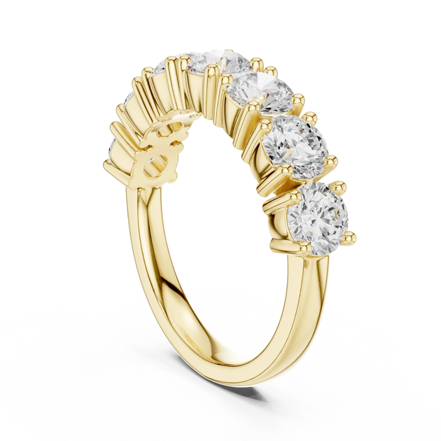 Three-quarter View: Round Diamond Ring with Cluster Setting in 14k Yellow Gold - Lab Grown - Driona Jewels