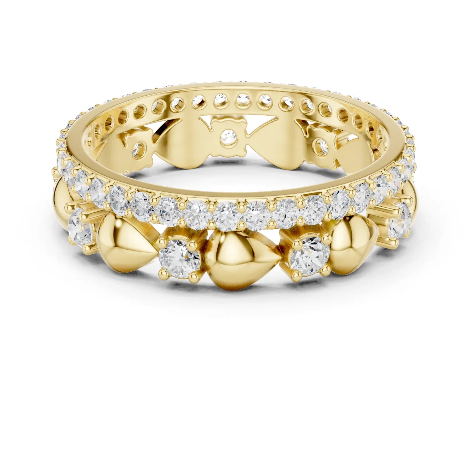 Angle-view: Round Diamond Eternity with Prong Setting in 14k Gold - Lab Grown - Driona Jewels