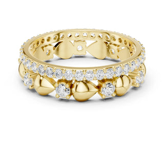 Angle-view: Round Diamond Eternity with Prong Setting in 14k Gold - Lab Grown - Driona Jewels
