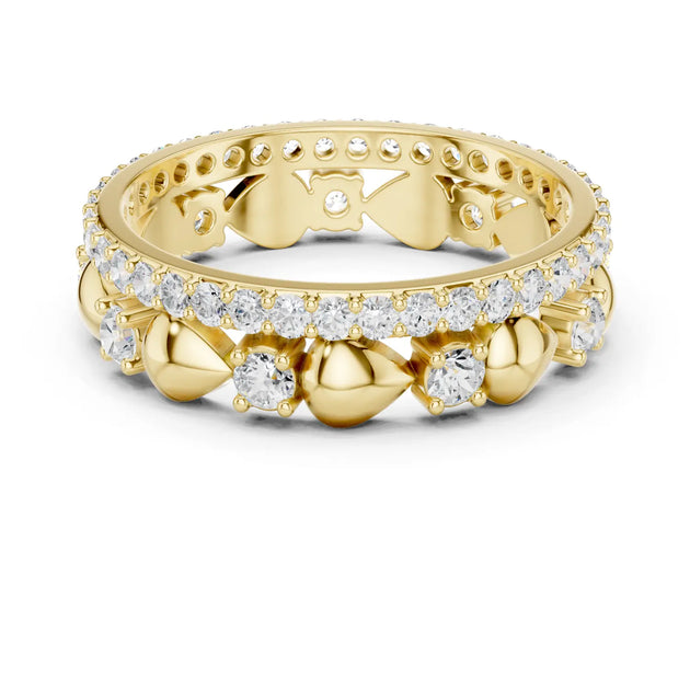 Angle-view: Round Diamond Eternity with Prong Setting in 14k Gold - Lab Grown - Driona Jewels